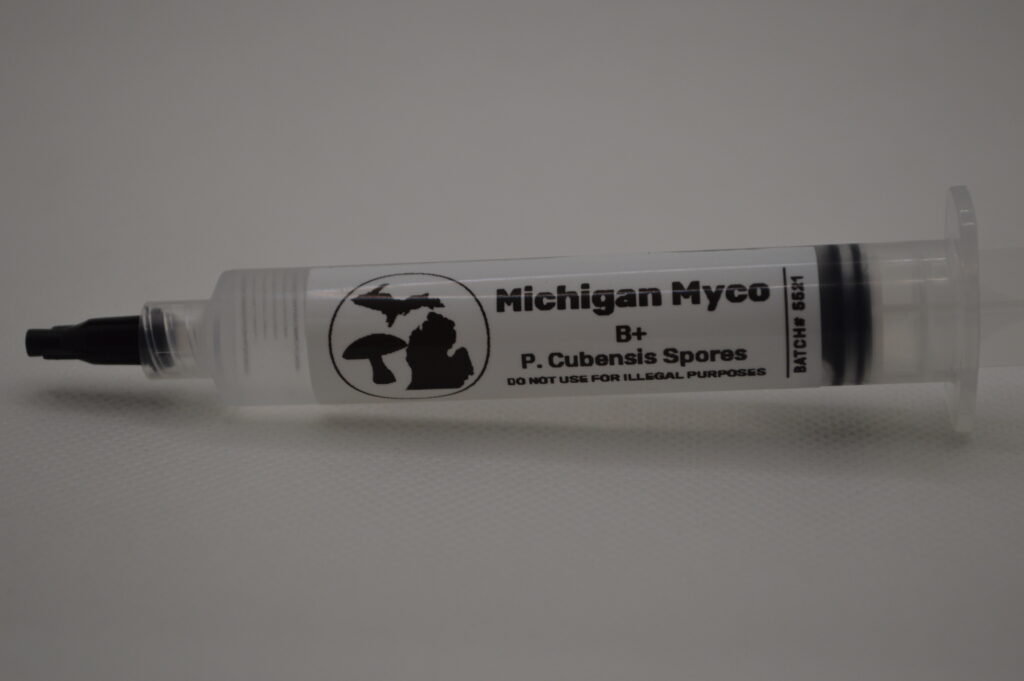 B+ Cubensis Spore Syringe - 11cc - Michigan Myco